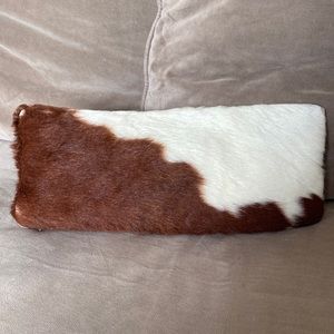Vintage cow hide pocket pillow with zipper